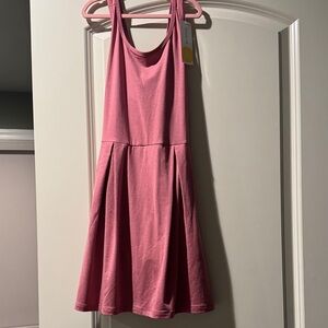 Girls' Rose Pink Tank Skater Dress with Scoop Neck